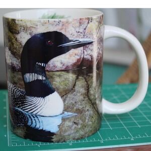 Martin McGuire Common Loon Wildlife Ceramic Coffee Mug Nature Fern Handle 11oz